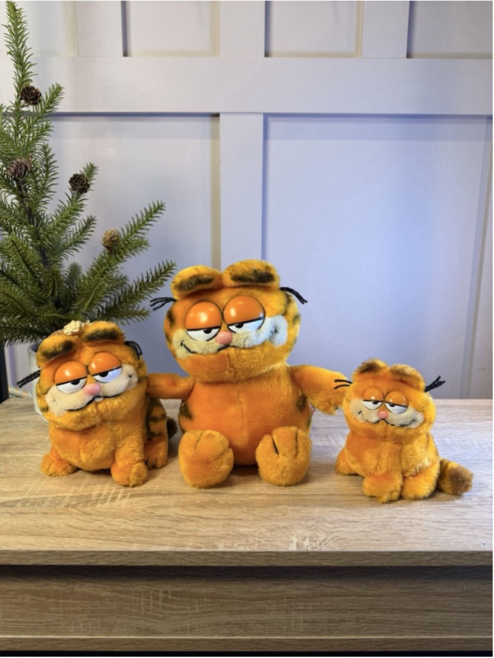 VINTAGE GARFIELD Lot 3 1978 & 1981 Stuffed Plush Cats Dakin Toys 9”